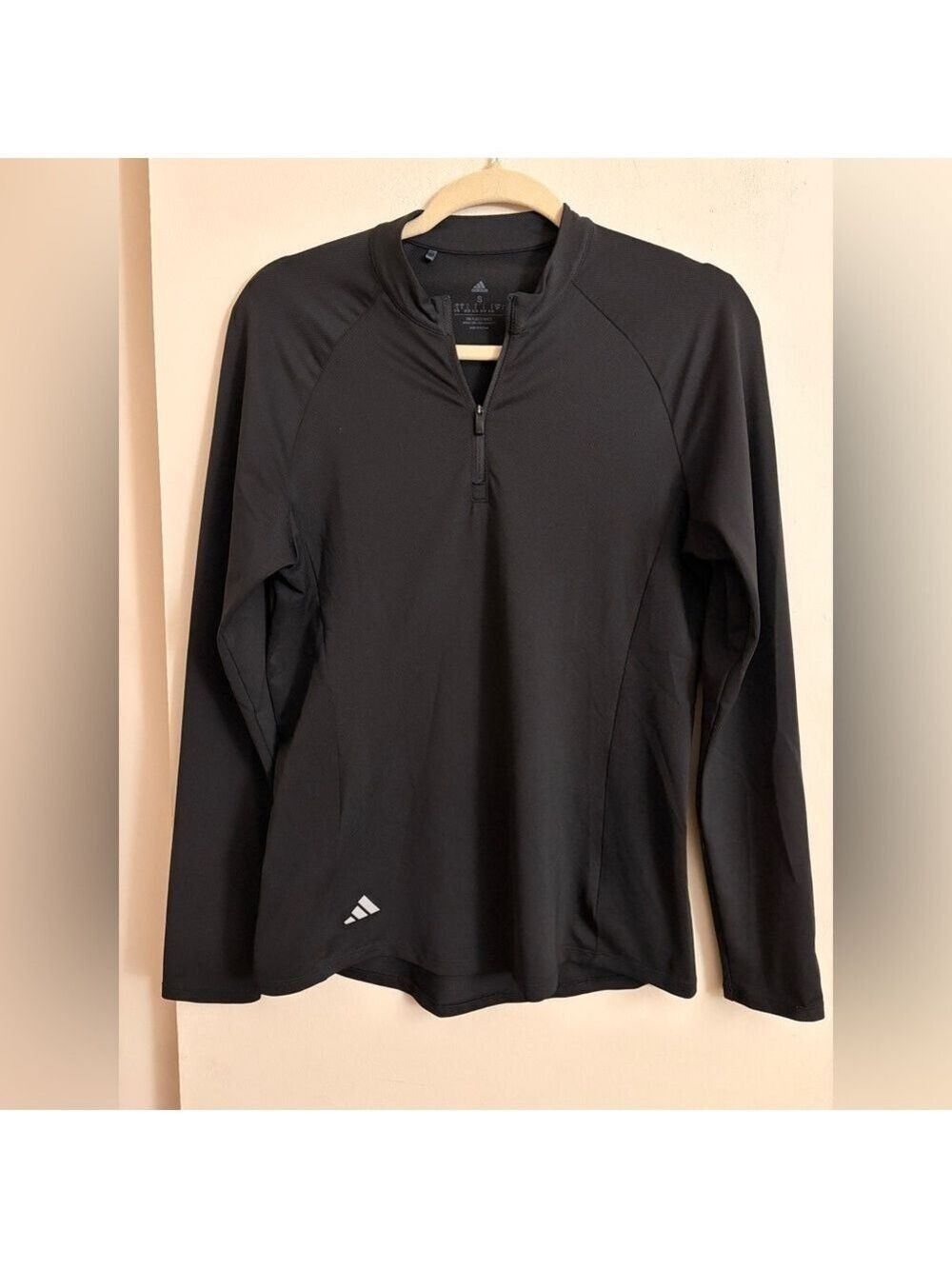 Adidas Women's Quarter Zip Pullover Black Mock Neck Long Sleeve Golf Top SZ S